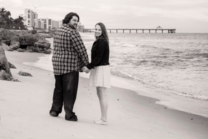 Cameron and Kathryn walking on the beach.