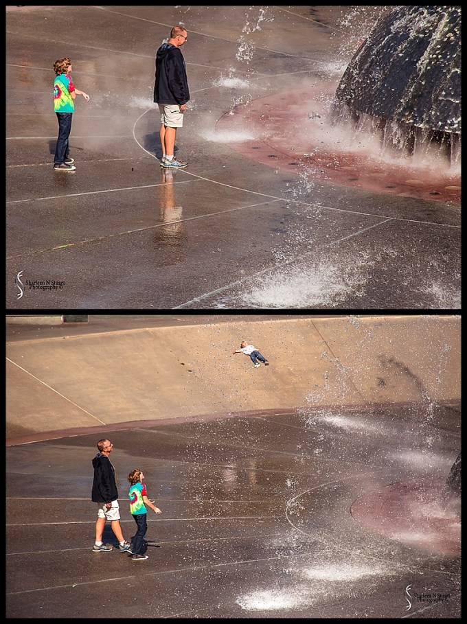 Playing in the fountains