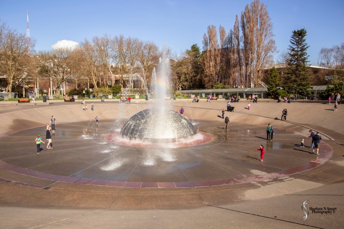 The water fountain at the Space Needle area.